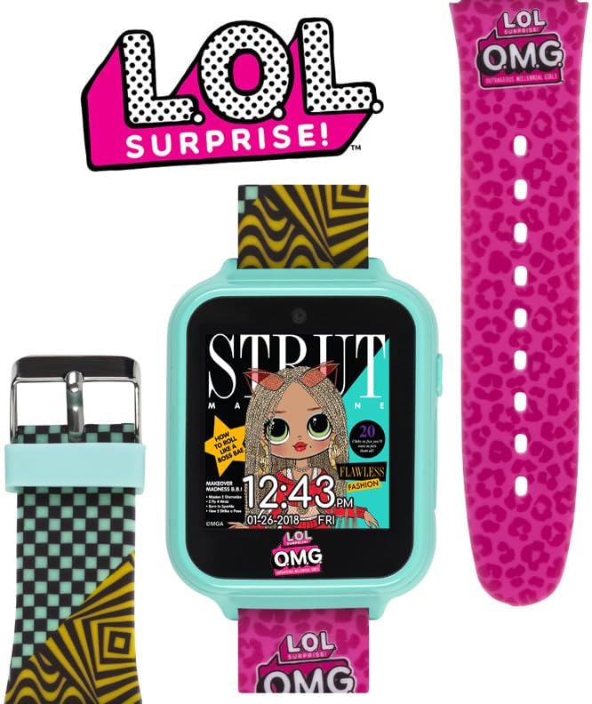 L.O.L. Surprise OMG Kids Smart Watch with Touchscreen Selfie Camera Voice Recorder Calculator and Step Counter – Includes 10 Stylish Watch Faces and Built-In Games – Fits Wrist Sizes 5.5 to 8